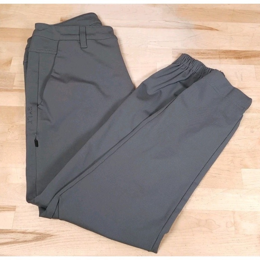 BYLT Everyday Pants Mens Sz 33x28 Gray Premium Basics Tapered Leg Viscose Nylon